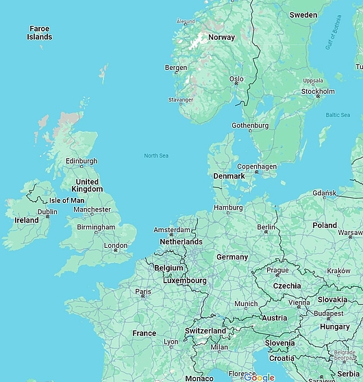 Google kort av Evropa